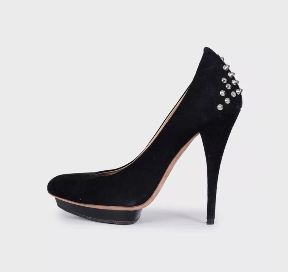 Alexander McQueen Black Suede Chic Rear Detail Pumps Sz.39